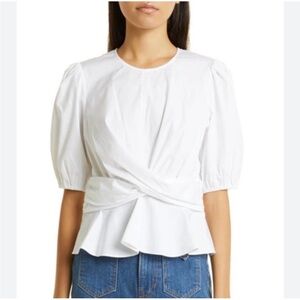 Veronica Beard Arvilla Crisscross CHIC BOHO Top White Cotton Women’s Size 12 NWT